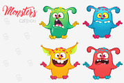 Cartoon monsters. Vector set