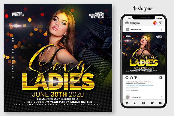 04 Ladies Love Party Flyers Bundle in Flyer Templates - product preview 2
