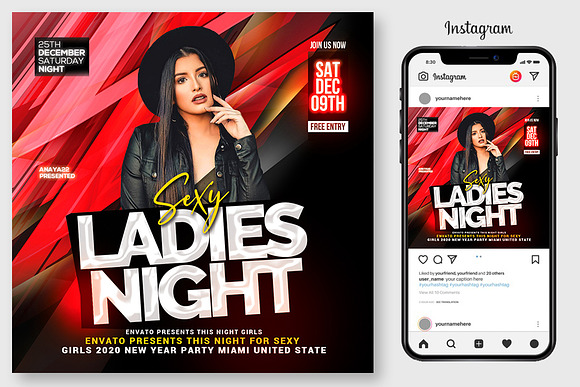 04 Ladies Love Party Flyers Bundle in Flyer Templates - product preview 3