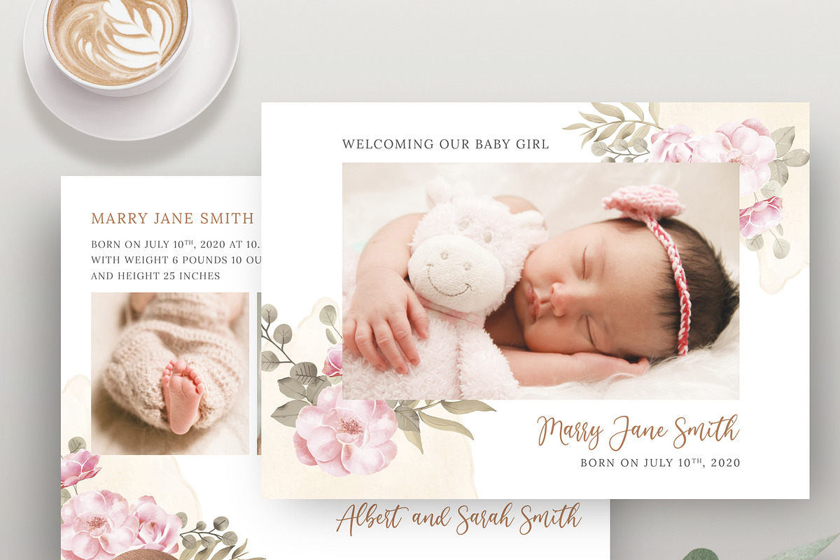 Birth Announcement Card BA003 in Card Templates - product preview 8