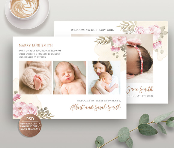 Birth Announcement Card BA003 in Card Templates - product preview 1