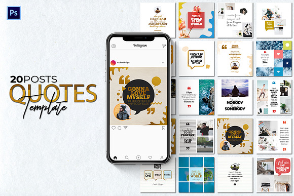 Motivation, Love, Lyrics Quotes Set in Instagram Templates - product preview 3