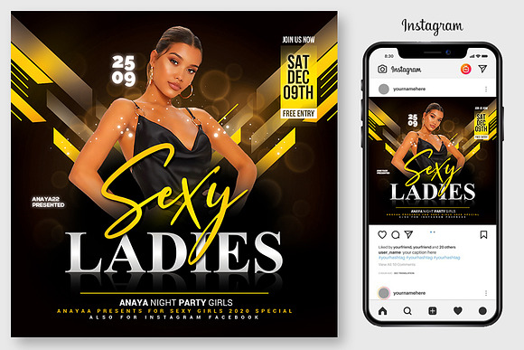 4 Sexy Ladies Flyers Bundle Template in Flyer Templates - product preview 3
