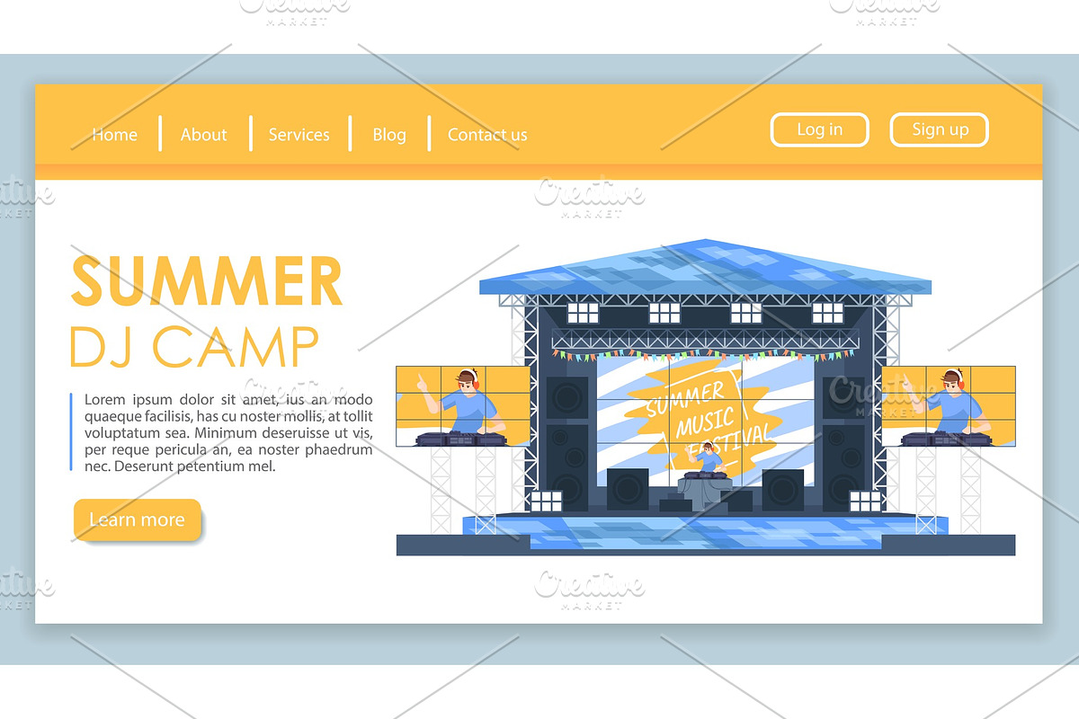Summer DJ camp landing page template in Landing Page Templates - product preview 8