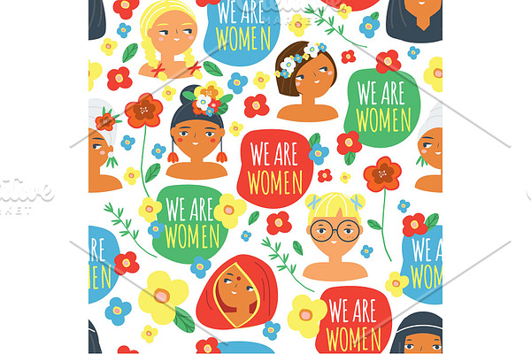 We are woman pattern. female faces