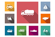 Flat transportation icons set