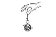 hypnotist pendulum in hand sketch