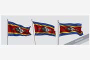 Set of Swaziland waving flag vector
