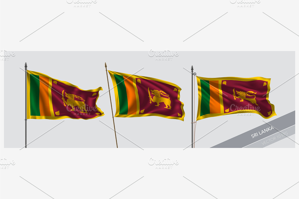 Set of Sri Lanka waving flag vector in Illustrations - product preview 8