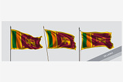Set of Sri Lanka waving flag vector