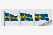 Set of Sweden waving flag vector