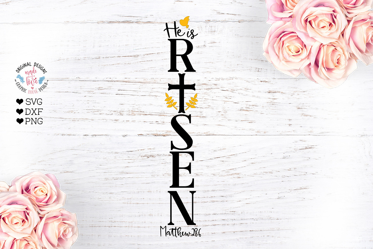 He is Risen Vertical Sign Cut File in Illustrations - product preview 8
