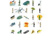 Soldier military icons set