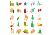 Alcohol icons set, isometric style
