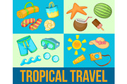 Tropical Travel concept banner set