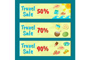Travel sale concept banner set