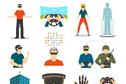 Virtual reality video games icons