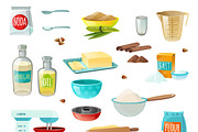 Baking ingredients icons set