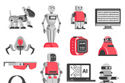 Artificial intelligence icons set