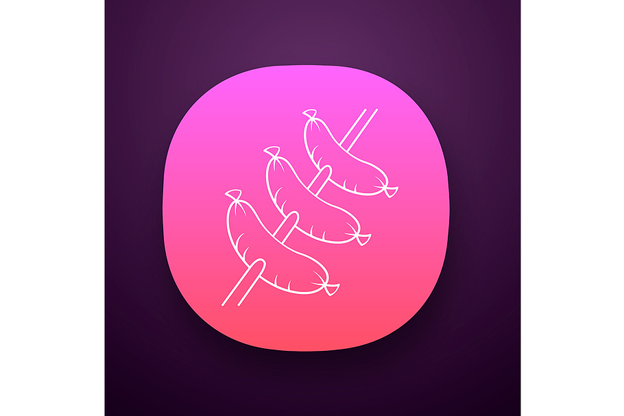 Sausages grilling on skewer app icon in Icons - product preview 8