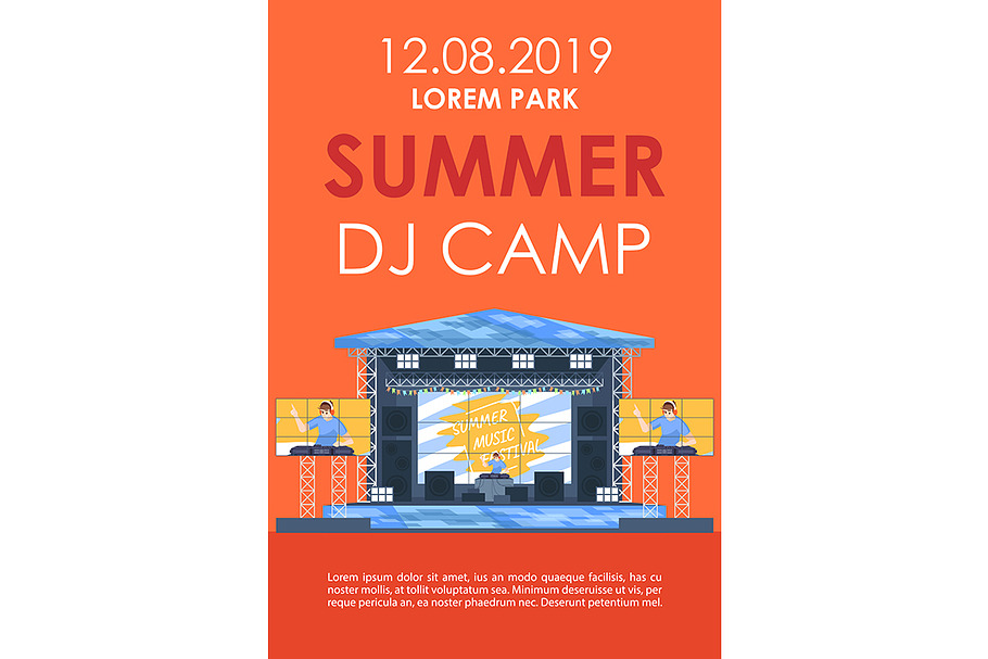 Summer DJ camp brochure template in Flyer Templates - product preview 8