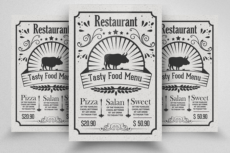 Retro Food Restaurant Flyer Template in Flyer Templates - product preview 8