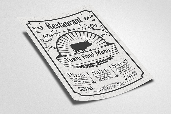 Retro Food Restaurant Flyer Template in Flyer Templates - product preview 1