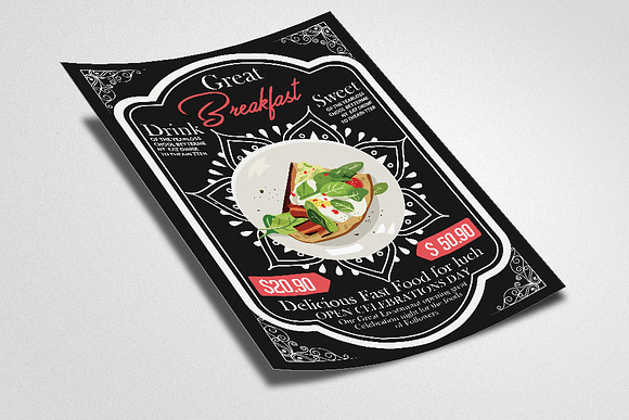 Black Food Restaurant Flyer in Flyer Templates - product preview 1