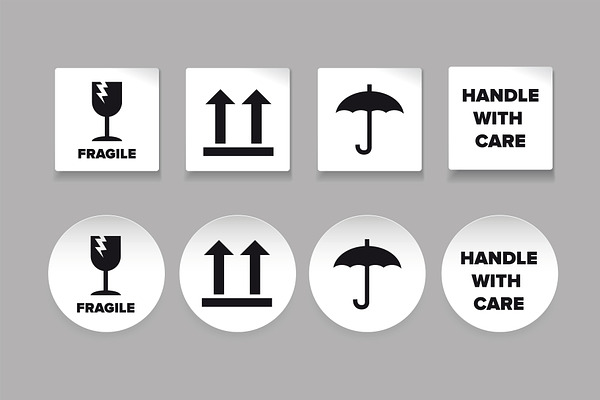 Cargo symbols icon set label