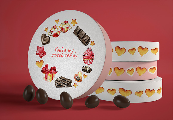 Watercolor Chocolate wreath logo in Illustrations - product preview 1