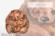 Mama bear. Watercolor illustration