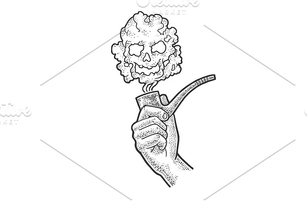 smoking pipe in hand sketch vector