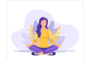Young woman sitting in yoga lotus