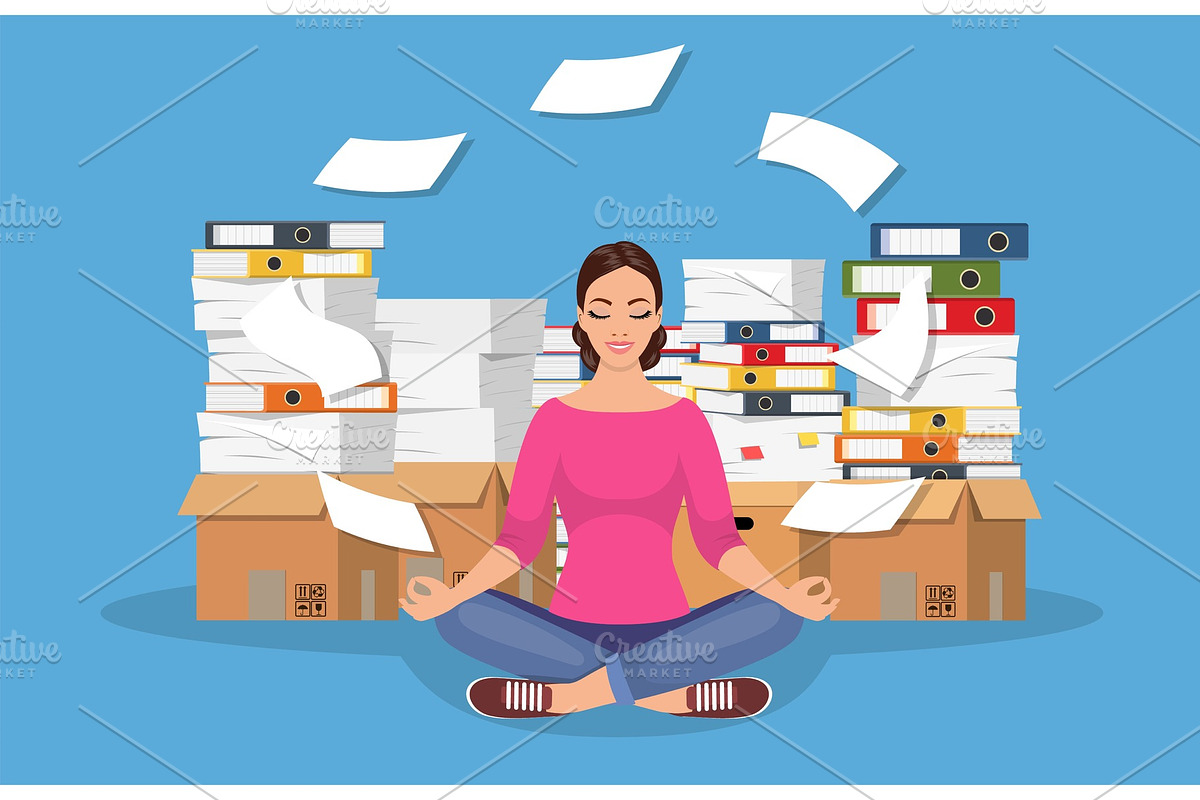 Business woman meditating in lotus in Illustrations - product preview 8