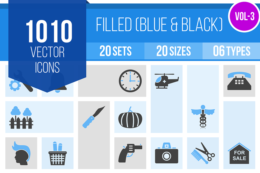 1010 Filled Blue & Black Icons (V3)