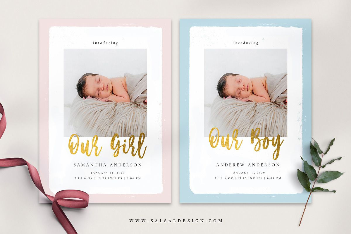 Birth Announcement Template BA027 in Card Templates - product preview 8