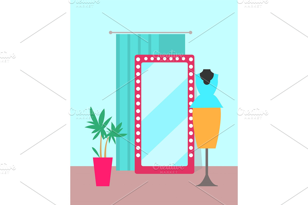 Cozy Shop with Big Mirror Vector in Illustrations - product preview 8