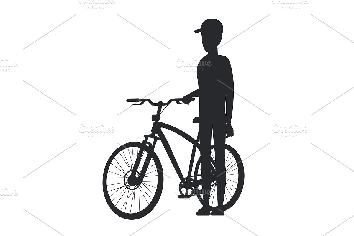Biking Concept Icon of Male in Cap in Illustrations - product preview 8