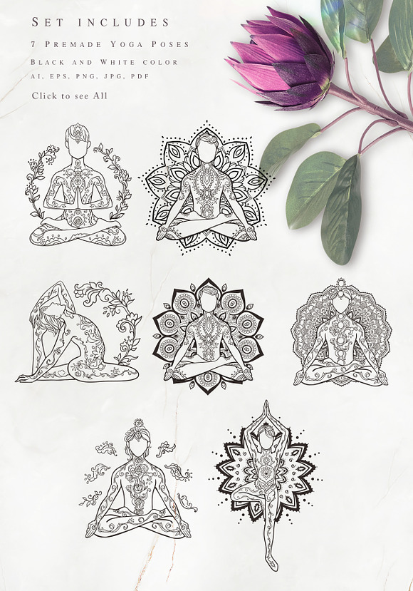 Lotus Man Set. 31 elements in Illustrations - product preview 2