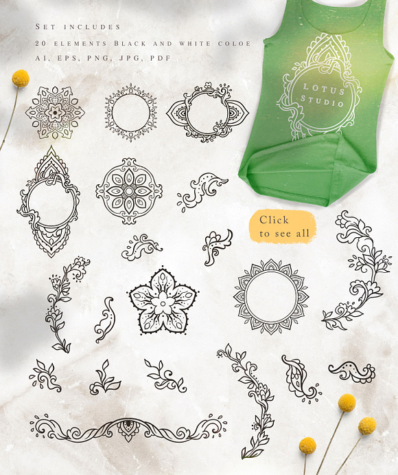 Lotus Man Set. 31 elements in Illustrations - product preview 3