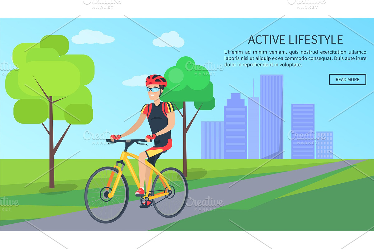 Active Lifestyle Bicyclist Vector in Illustrations - product preview 8
