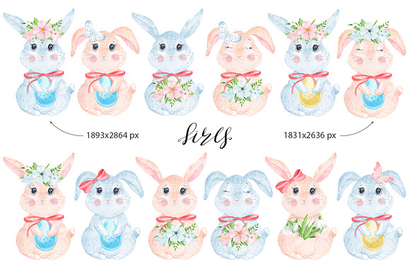 Watercolor Easter bundle. Bunny. in Illustrations - product preview 1