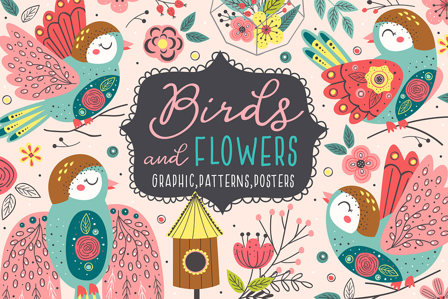 Birds and flowers collection
