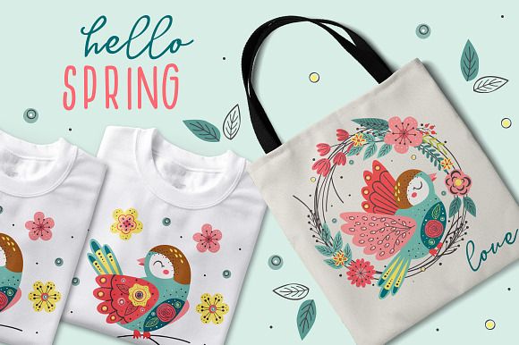 Birds and flowers collection in Illustrations - product preview 9