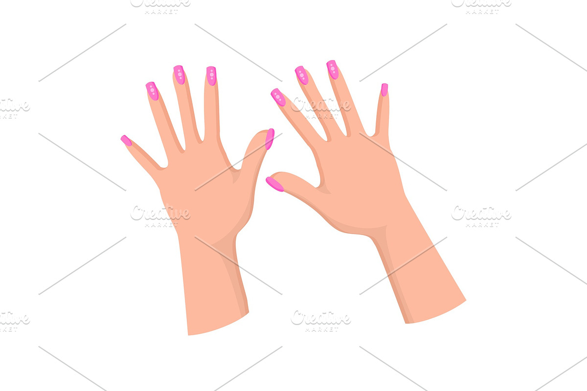 Hands with Feminine Pink Manicure in Illustrations - product preview 8