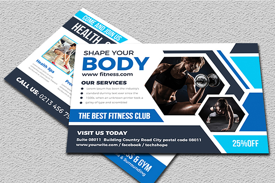Fitness Postcards in Postcard Templates - product preview 8