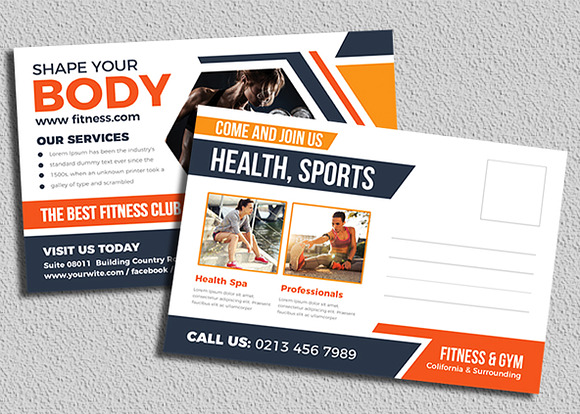 Fitness Postcards in Postcard Templates - product preview 1