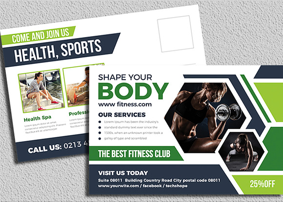 Fitness Postcards in Postcard Templates - product preview 2