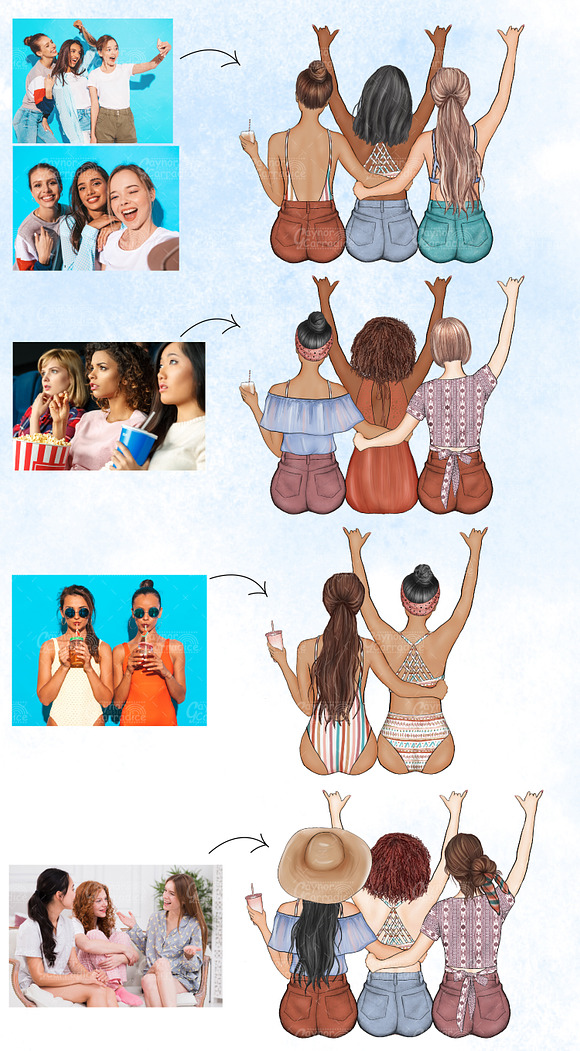 Boho besties - custom best friends in Illustrations - product preview 4