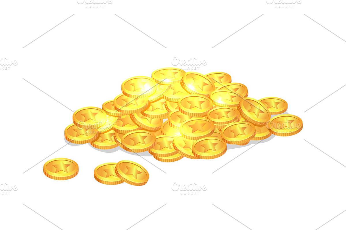 Gold Shiny Ancient Coins with Star in Illustrations - product preview 8